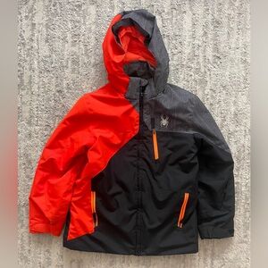 Spyder Kids Orange, Black and Gray Ski Jacket - Size 10